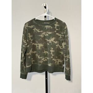 Eddie Bauer Sweatshirt Mens XL Green Camo Fleece Pullover